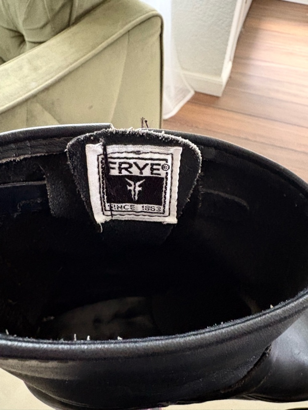 FRYE Black Oiled Leather Moto Biker Work Boots Womens Sz 8.5 - Picture 3 of 10